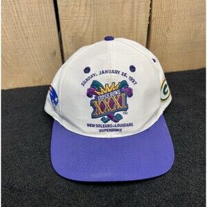 Vintage Superbowl XXXI Packers Patriots Snapback Hat/Cap Logo 7